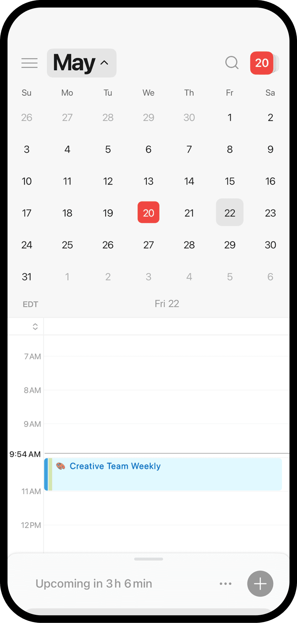 Ein Screenshot von Notion Calendar auf dem Handy