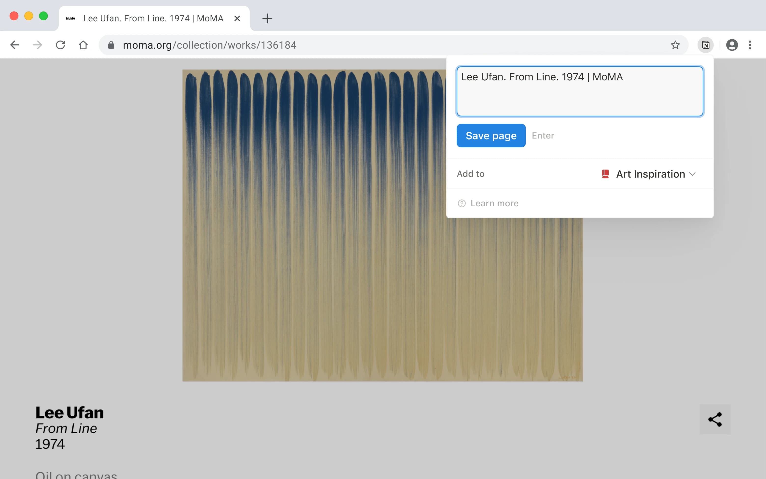 Una captura de pantalla de Notion Web Clipper en escritorio