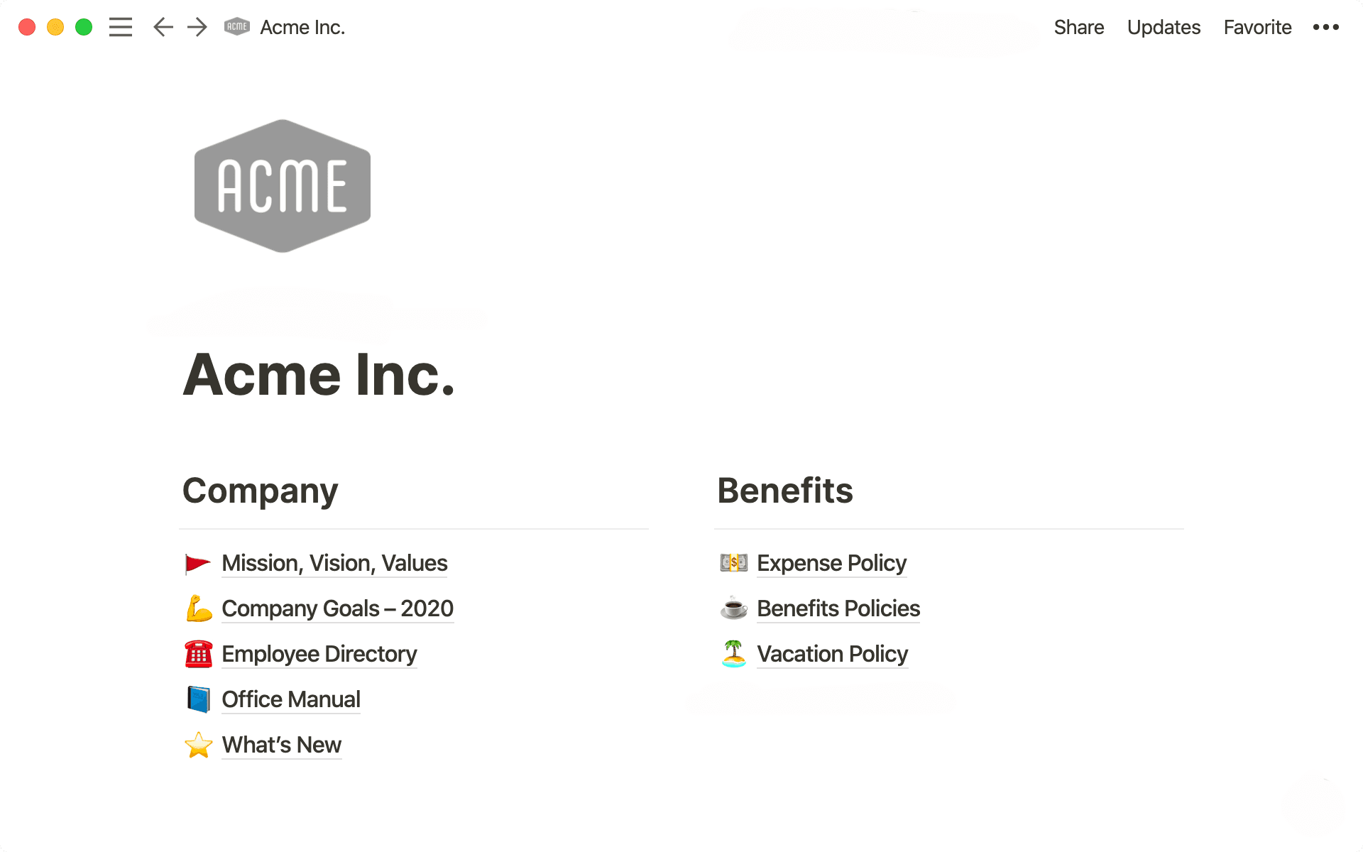 A simple wiki with your company information.
