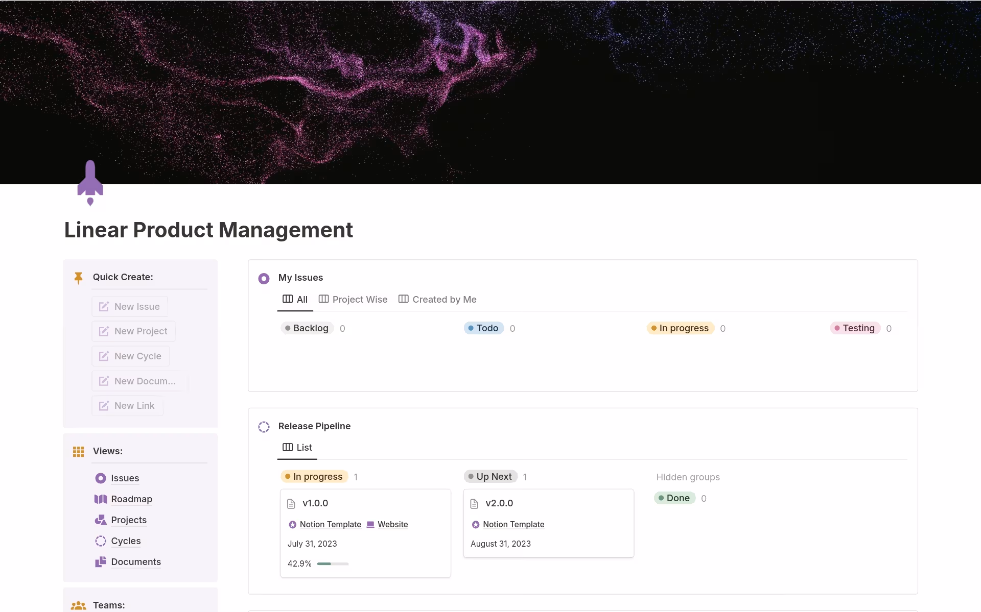 Linear Product Management template in Notion