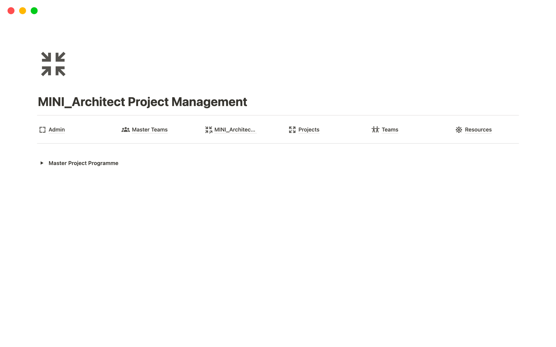 Eine Vorlagenvorschau für MINI_Architect Project Management