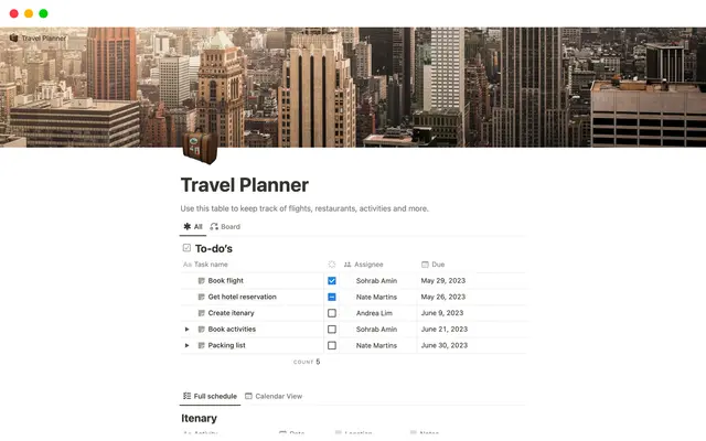 Planification de voyages