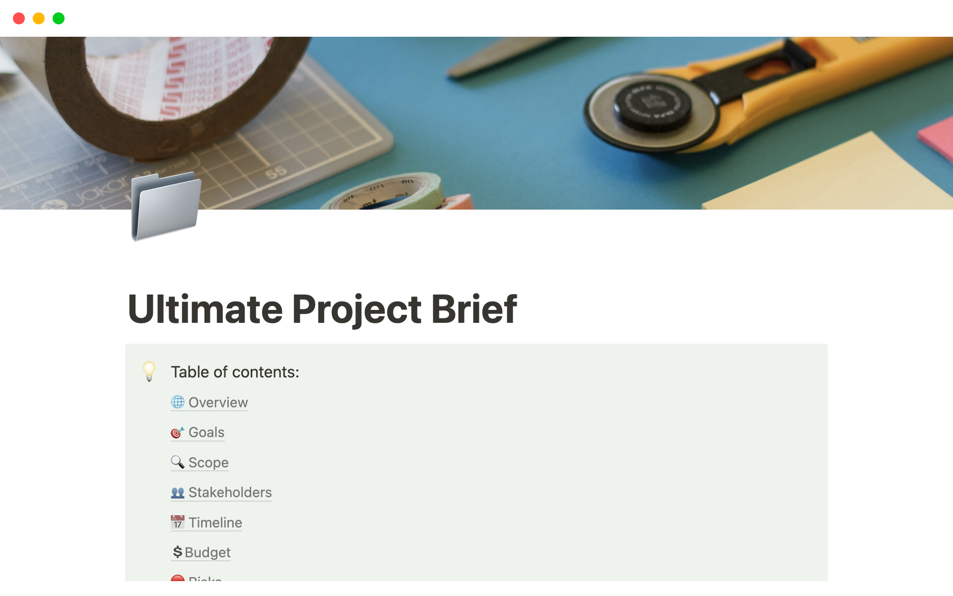 Eine Vorlagenvorschau für Project Brief for Project Managers