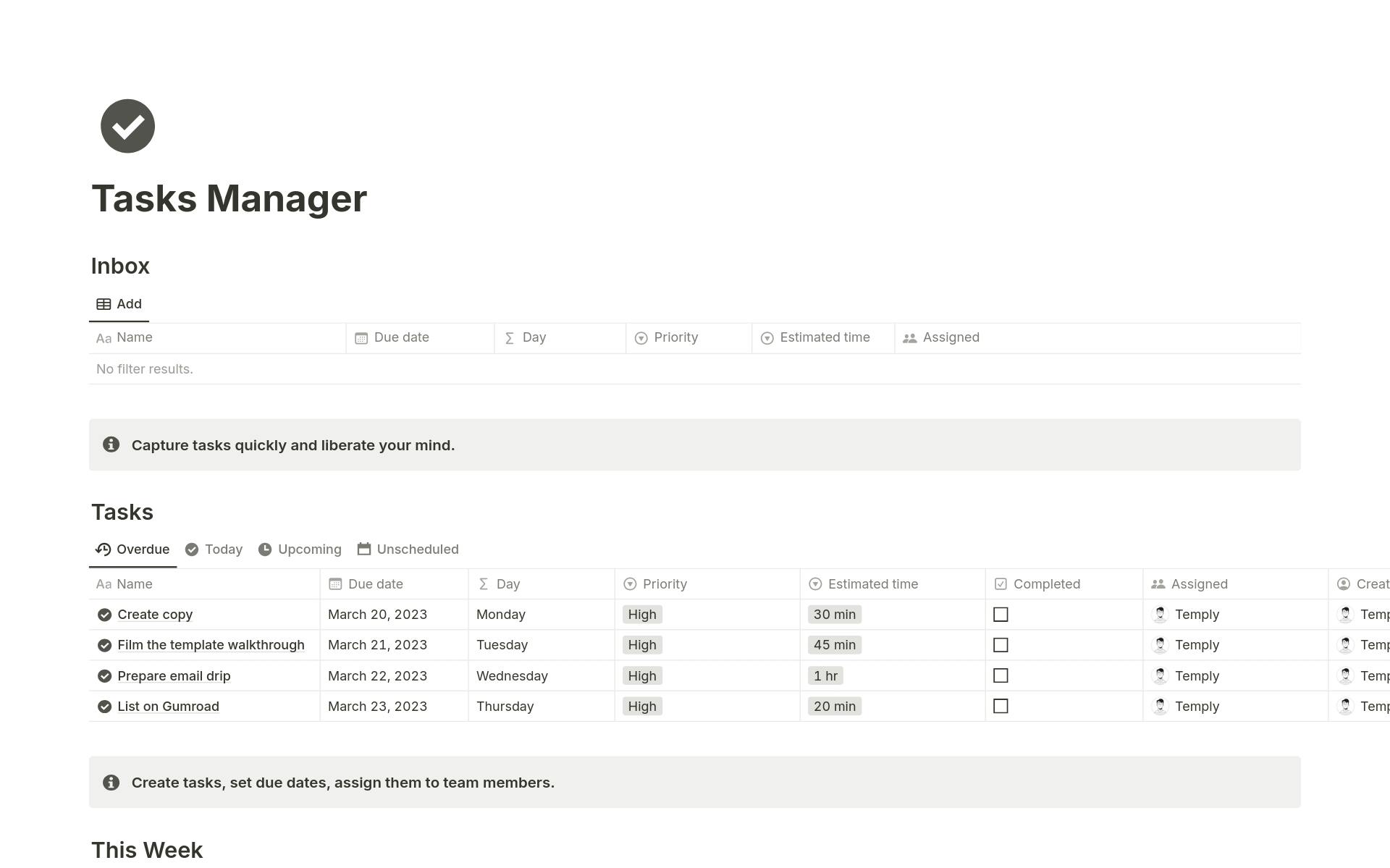 A template preview for Advanced Tasks Manager