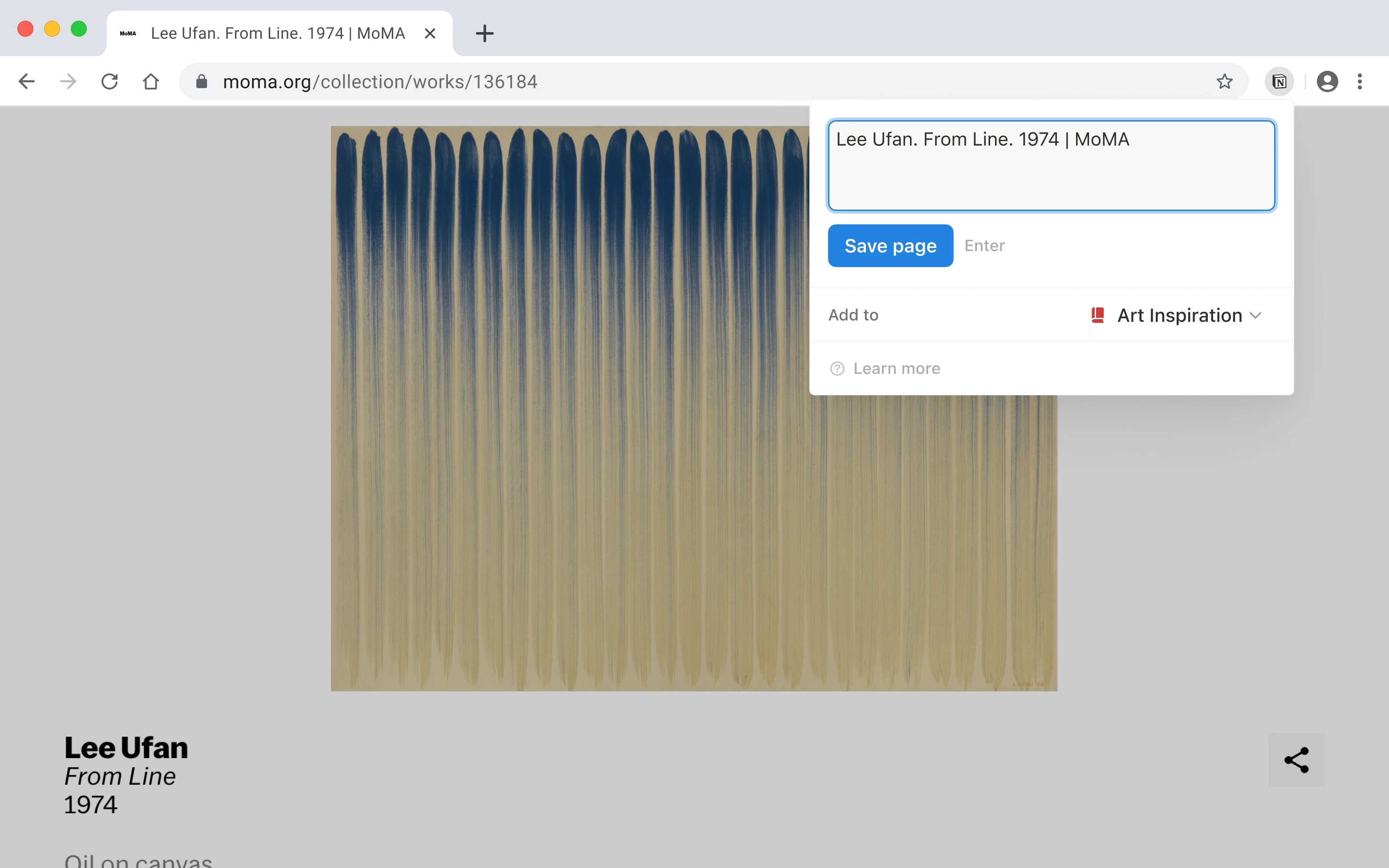 لقطة شاشة لتطبيق Notion Web Clipper على سطح المكتب